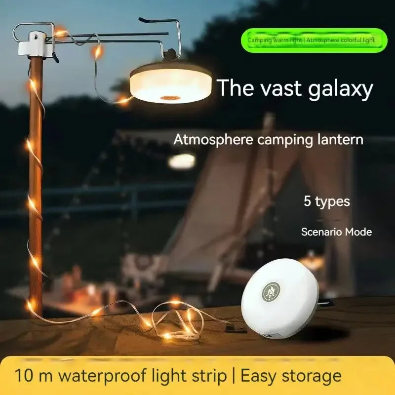 ๐ Tent String Lights with Power Bank | 2000mAh Rechargeable, Waterproof, Magnetic Mount โ Military Green