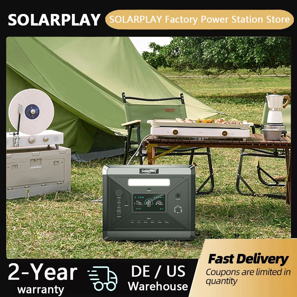 SolarPlay Q2501 – Power Where You Need It MostSOLARPLAY Q2501 Portable Power Station 2160WH LiFePO4 Battery with 2400W (4800W Peak) AC Output Solar Generator for Garden Party