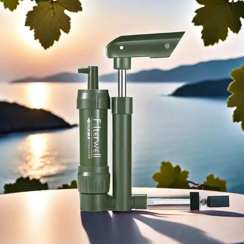 Hand Pump Water Filter: For camping, hiking, and survival situations.