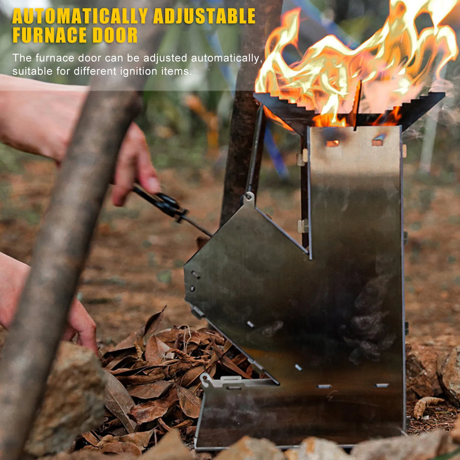 New Camping Wood Burn Stoves Folding Pocket Stove Lightweight Portable Stainless Steel Rocket Stove Backpacking Cooking Picnic