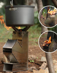 New Camping Wood Burn Stoves Folding Pocket Stove Lightweight Portable Stainless Steel Rocket Stove Backpacking Cooking Picnic