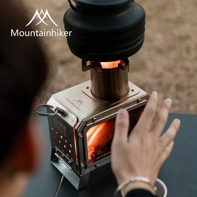 Mountain Guest Camping Firewood Stove Outdoor Portable Camping Picnic 201 Stainless Steel Indoor Heating Stove Square Inch Stove