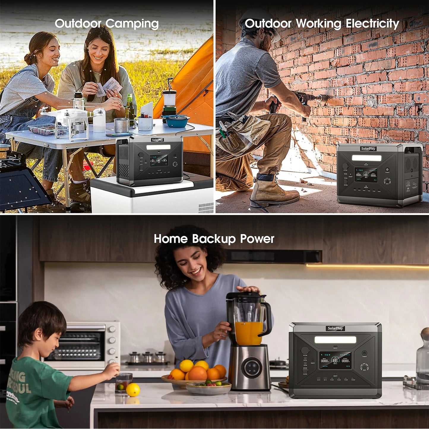 SolarPlay Q2501 – Power Where You Need It MostSOLARPLAY Q2501 Portable Power Station 2160WH LiFePO4 Battery with 2400W (4800W Peak) AC Output Solar Generator for Garden Party