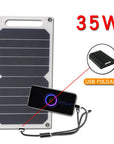 35W Solar Panel With USB Waterproof Outdoor Hiking And Camping Portable Battery Mobile Phone Charging Bank Charging Panel 6.8V