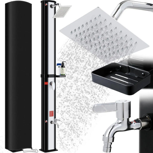 35L/40L Solar Heated Shower with Shower Head, Foot Shower Tap for Outdoor Backyard Poolside Beach Pool Spa Outdoor Camping