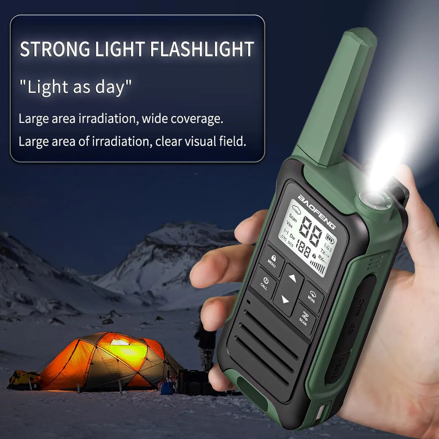 2pcs Mini Walkie Talkie PMR FRS Long Range Rechargable Portable Kids Two Way Radio Type-C Charger for Camping Trip