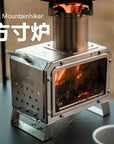 Mountain Guest Camping Firewood Stove Outdoor Portable Camping Picnic 201 Stainless Steel Indoor Heating Stove Square Inch Stove