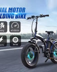 High Power Two Wheel Drive Dual 500w Motor Electric Folding Bike with 20x4.0 inch Fat Tires And Lithium Battery