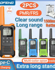 2pcs Mini Walkie Talkie PMR FRS Long Range Rechargable Portable Kids Two Way Radio Type-C Charger for Camping Trip