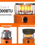 2 in 1 Portable Propane Heater Gas Stove Outdoor Camping Stove Tent Heater Equipment for Ice Fishing Hiking Survival Emergency