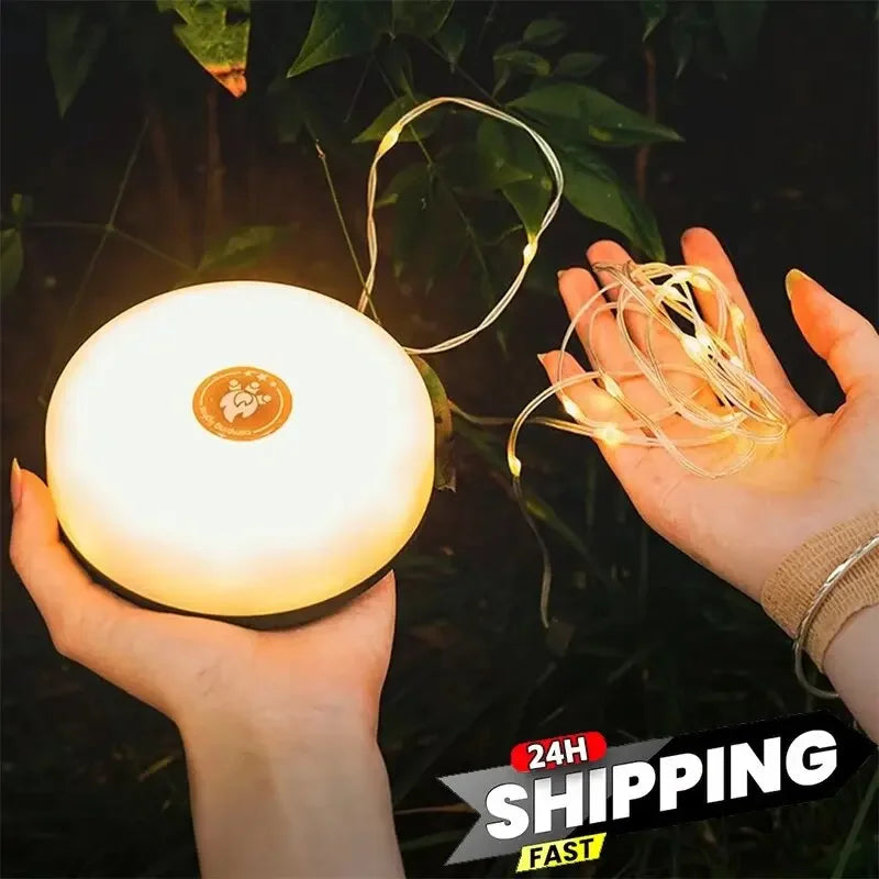 🌟 Tent String Lights with Power Bank | 2000mAh Rechargeable, Waterproof, Magnetic Mount – Military Green
