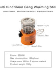 2 In 1 Camping Stove Gas Heater Adjustable Outdoor Stove Hand Warmer Winter Camping Tent Heater for Ice Fishing Camping Hiking